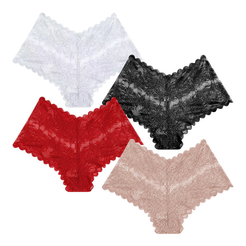 【✨ 1 + 3 gratis - 4 sztuki】Kobiece seksowne koronkowe stringi - Przezroczyste stringi w kwiatowy wzór 💋