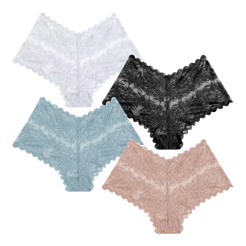 【✨ 1 + 3 gratis - 4 sztuki】Kobiece seksowne koronkowe stringi - Przezroczyste stringi w kwiatowy wzór 💋