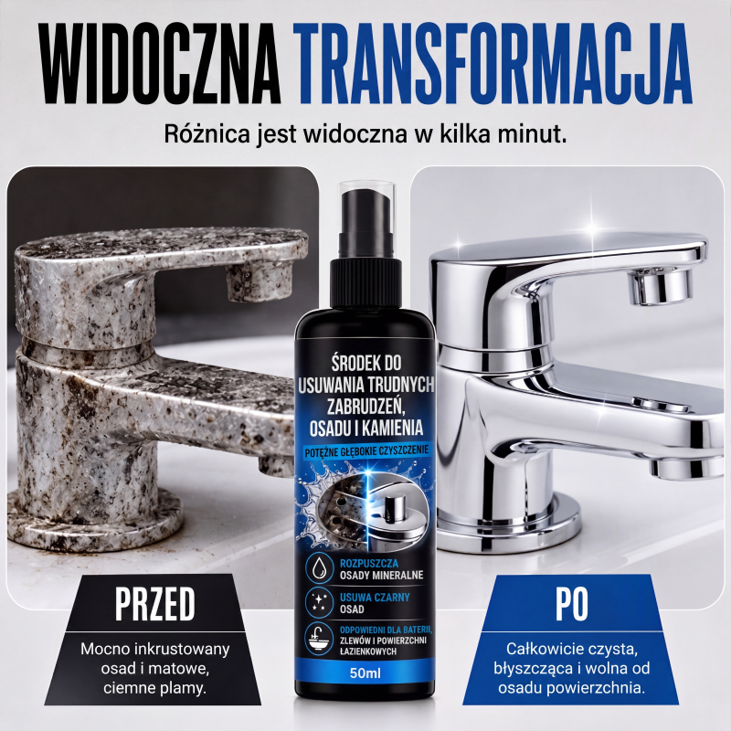 Wielofunkcyjny środek do usuwania kamienia 🍋 – usuwa kamień, czarne osady i osady mydlane – 3 działania w jednym